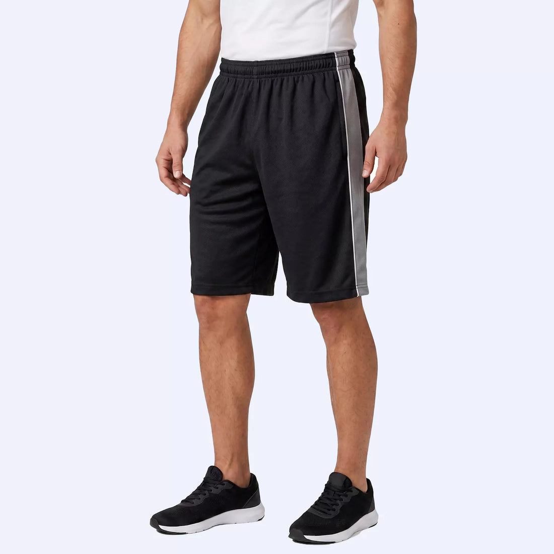 Men's Vertex mesh panel shorts, front view showing contrast side panels
