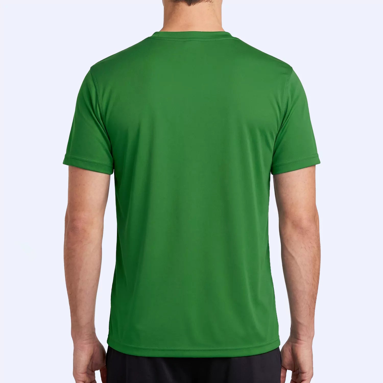 Back view of the emerald green Vortex slim fit sports tee for men