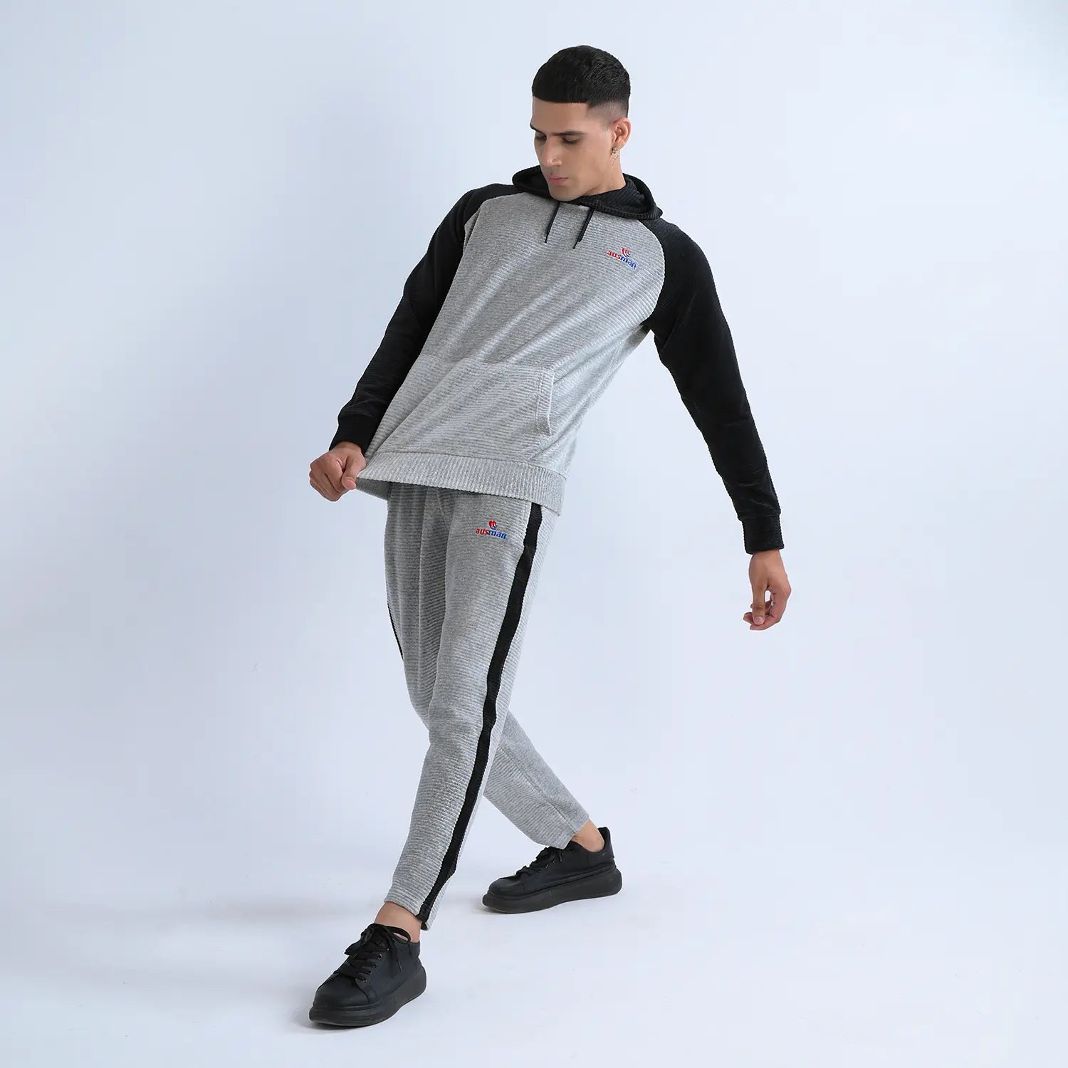 Cool Grey StreetFit Hoodie Tracksuit for Men | AUSMAN winter tracksuit