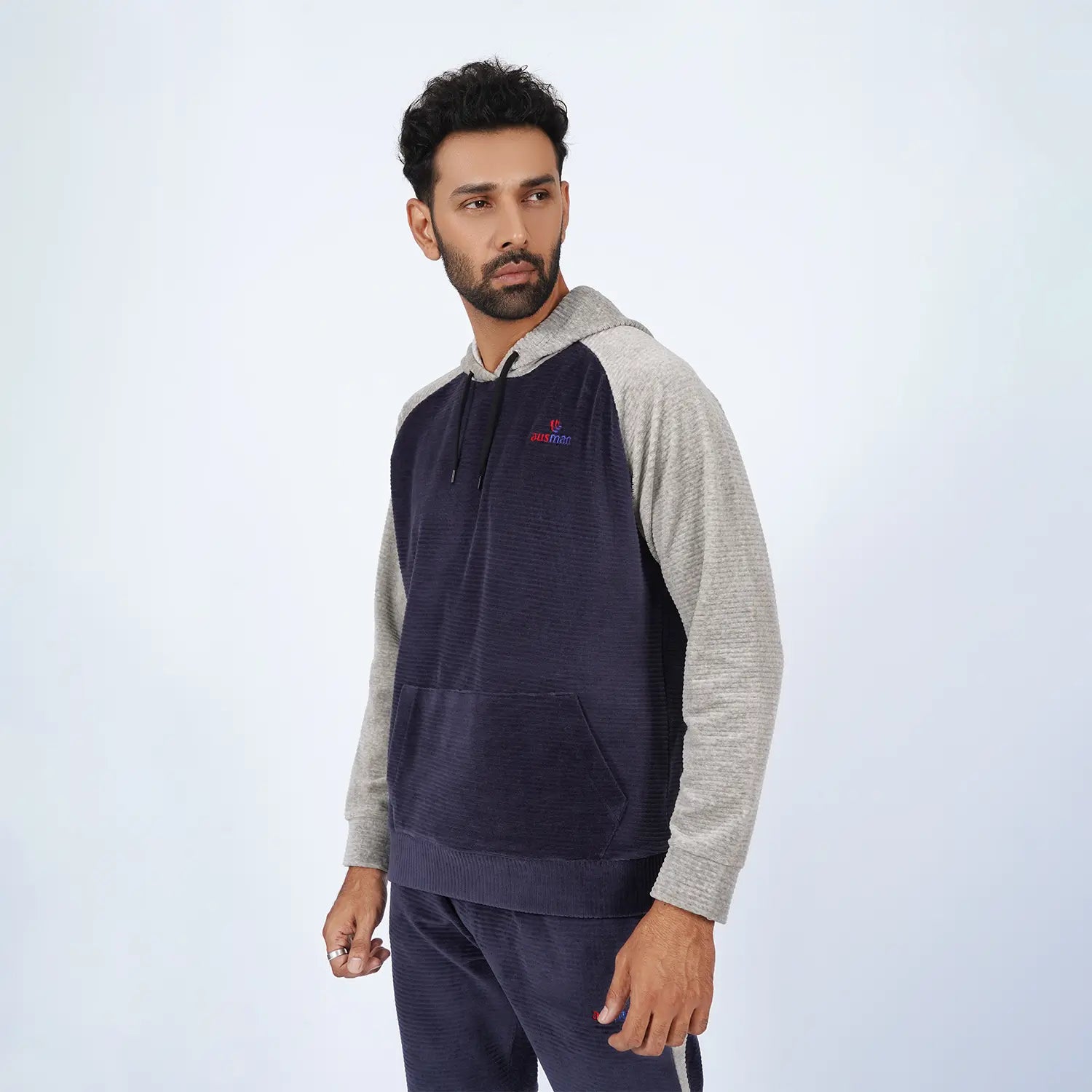 Heather Indigo StreetFit Hoodie Tracksuit for Men | AUSMAN winter tracksuit pakistan