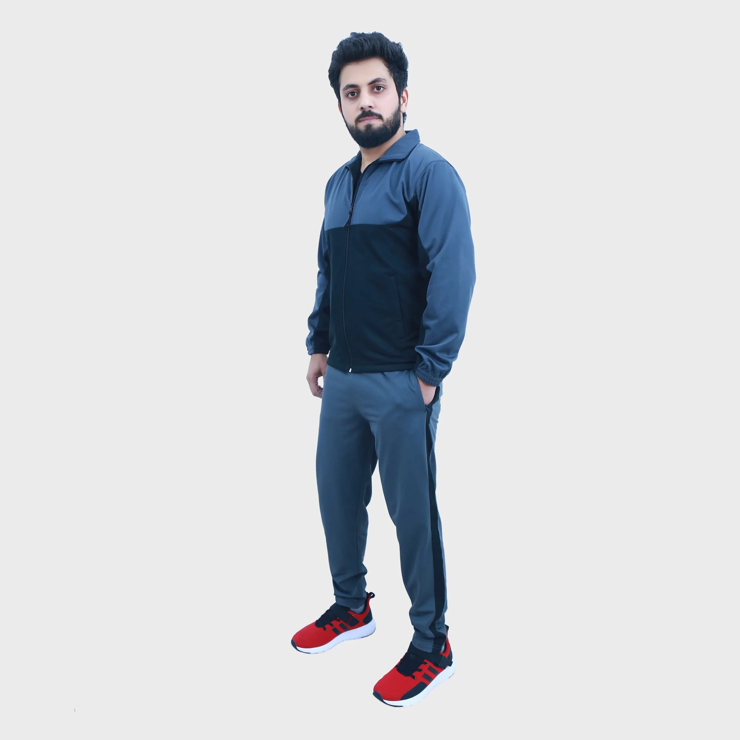 Black Blue Motion Tracksuit for Men | AUSMAN tracksuit manufacturers pakistan